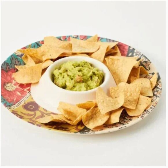 ⭐️ Blockprint Bamboo Melamine Chip & Dip Girly Artsy Platter Party Bowl Plate - Picture 1 of 3